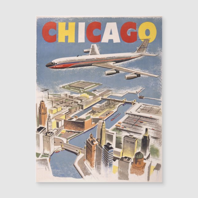 Chicago Vintage Travel Magnetic Card Magnetkarte (Vorderseite)