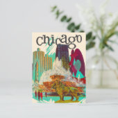 Chicago Vintage Travel Postcard Postkarte (Stehend Vorderseite)