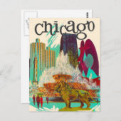 Chicago Vintage Travel Postcard Postkarte (Vorne/Hinten)