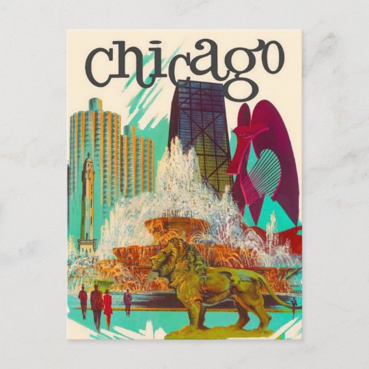 Chicago Vintage Travel Postcard Postkarte (Vorderseite)