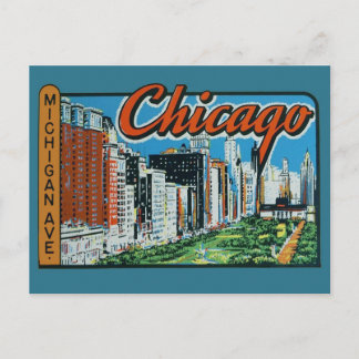 Chicago Vintage Travel Postcard Postkarte