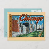 Chicago Vintage Travel Postcard Postkarte (Vorne/Hinten)
