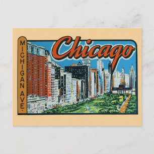 Chicago Vintage Travel Postcard Postkarte