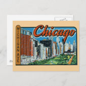 Chicago Vintage Travel Postcard Postkarte (Vorne/Hinten)