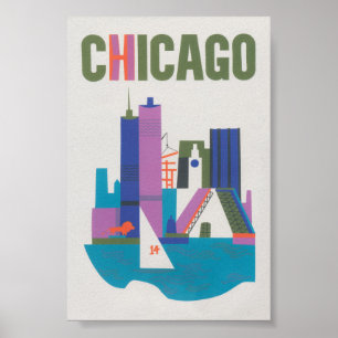 Chicago Vintage Travel Poster