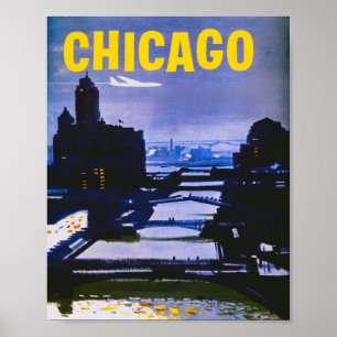Chicago Vintage Travel Poster