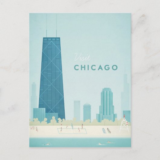 Chicago Vintage Travel Poster - Art Postkarte (Vorderseite)