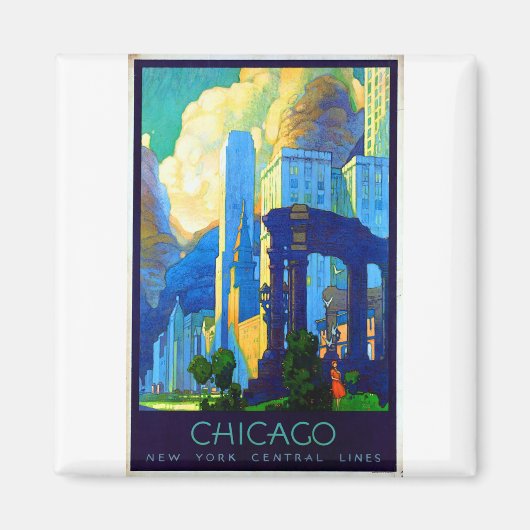 Chicago Vintage Travel Poster Magnet (Vorne)
