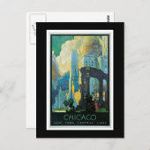 "Chicago" Vintage Travel Poster Postkarte (Vorne/Hinten)