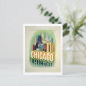 Chicago Vintage Travel Poster Postkarte (Stehend Vorderseite)