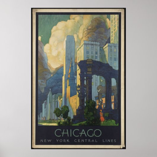 Chicago Vintage Travel Poster und Retro Prints (Vorne)
