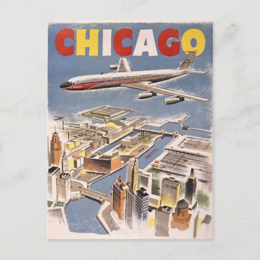 Chicago Vintage Travel Postkarte (Vorderseite)