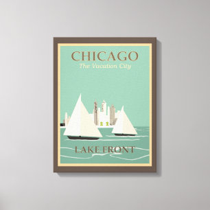 Chicago Vintage Travel Stretched Leinwand