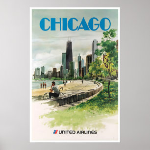 Chicago Wandkunst Druck Reiseplakat Retro Zuhause Poster