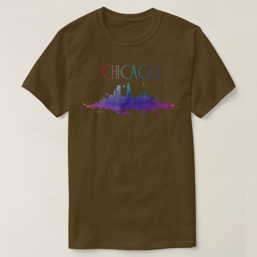 Chicago Watercolor Skyline TShirt (Design vorne)
