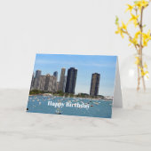Chicago Waterfront Skyline Foto Birthday Karte (Gelbe Blume)