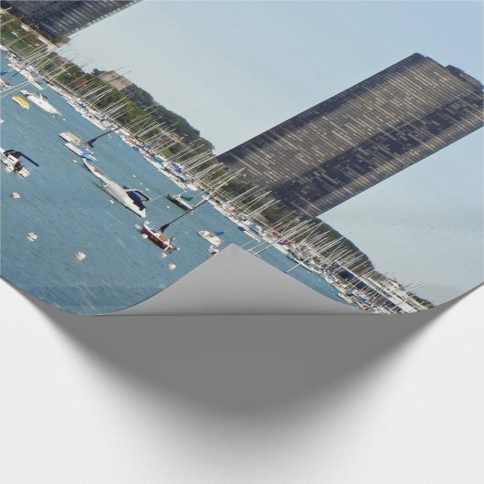 Chicago Waterfront Skyline Foto Geschenkpapier (Ecke)
