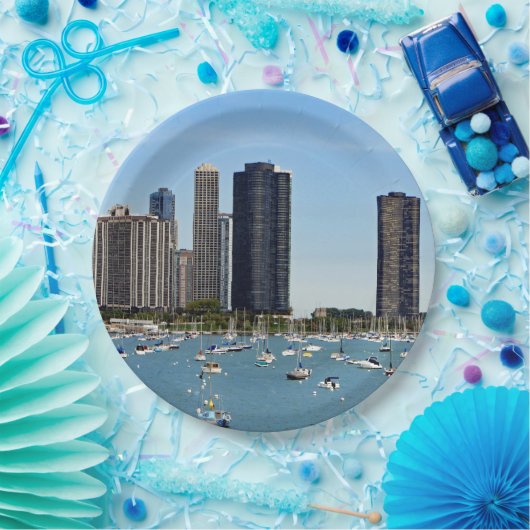 Chicago Waterfront Skyline Foto Pappteller (Party)