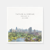 Chicago Wedding Custom Paper Cocktail Napkin Serviette (Vorderseite)