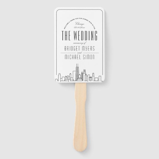 Chicago Wedding | Hochzeitsprogramm Hand Fan Fächer (Vorderseite)