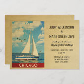 Chicago Wedding Invitation Sailboat Einladung (Vorne/Hinten)