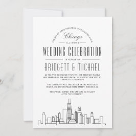 Chicago Wedding | Moderner Deko Skyline Einladung