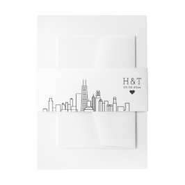 Chicago Wedding | Stilisierte Skyline Monogram Einladungsbanderole