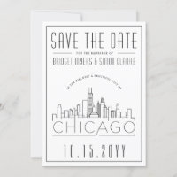 Chicago Wedding | Stilisierte Skyline Save the Dat