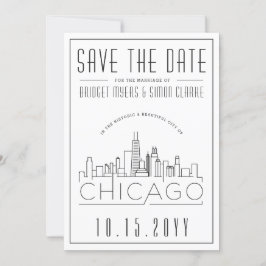 Chicago Wedding | Stilisierte Skyline Save the Dat Einladung
