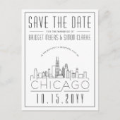 Chicago Wedding | Stilisierte Skyline Save the Dat Postkarte (Vorderseite)