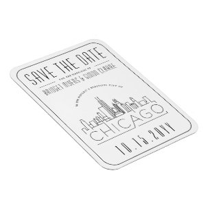 Chicago Wedding Stylized Skyline Save the Date Magnet