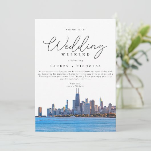 Chicago Wedding Weekend Begrüßungsreise Einladung (Stehend Vorderseite)