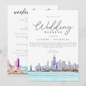 Chicago Wedding Weekend Begrüßungsreise Einladung (Vorne/Hinten)