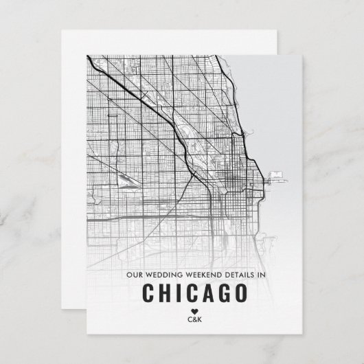 Chicago Wedding Weekend Details Begleitkarte (Vorne/Hinten)
