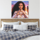 CHICAGO - WEIBLICHE HELDIN LEINWANDDRUCK (Insitu (Schlafzimmer))