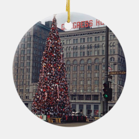 Chicago-Weihnachten in Kongress-Hotel 1963 Keramikornament (Hinten)