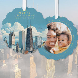Chicago Weihnachtsbaumanhänger-Fotokarte zum Fest Ornament Karte