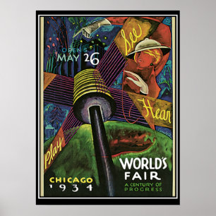 Chicago Weltmesse 1934  Vintage-Druck Poster