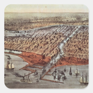 Chicago, wie es war, c.1880 quadratischer aufkleber