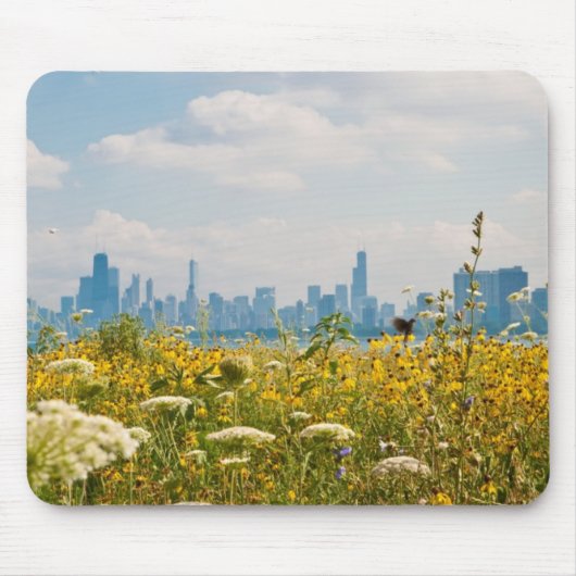 Chicago, wie vom Vogel Montrose Hafens gesehen Mousepad (Vorne)