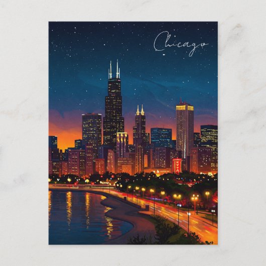 Chicago Windy City Postcard Postkarte (Vorderseite)