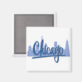 Chicago Windy City Skyline Magnet (Vorderseite/Rückseite)