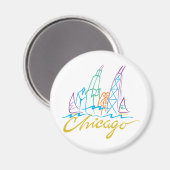 Chicago Windy City Skyline Magnet (Vorderseite/Rückseite)