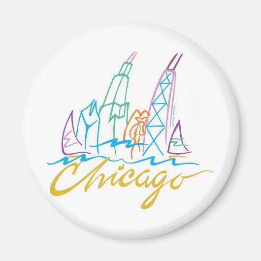 Chicago Windy City Skyline Magnet (Vorne)