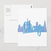 Chicago Windy City Skyline Postkarte (Vorne/Hinten)