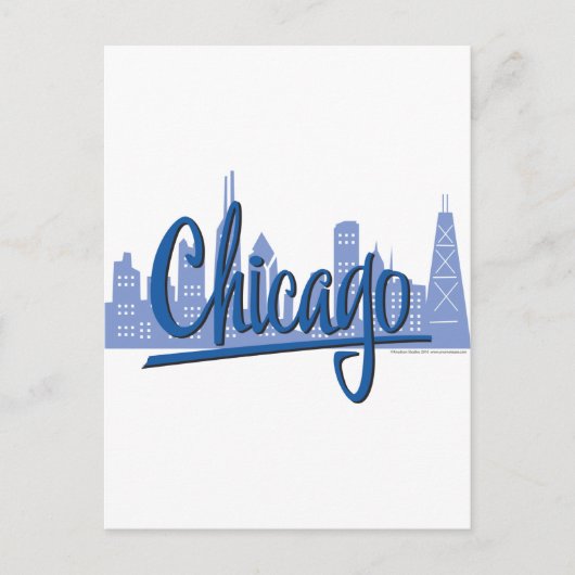 Chicago Windy City Skyline Postkarte (Vorderseite)