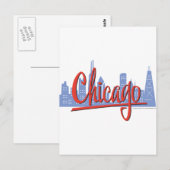Chicago Windy City Skyline Postkarte (Vorne/Hinten)