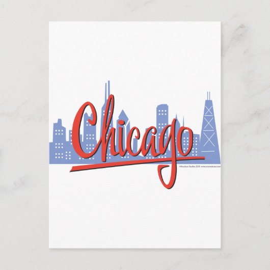 Chicago Windy City Skyline Postkarte (Vorderseite)