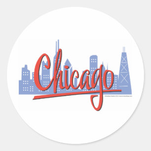 Chicago Windy City Skyline Runder Aufkleber