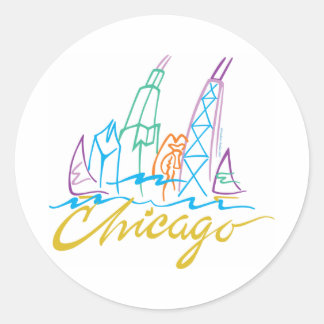 Chicago Windy City Skyline Runder Aufkleber